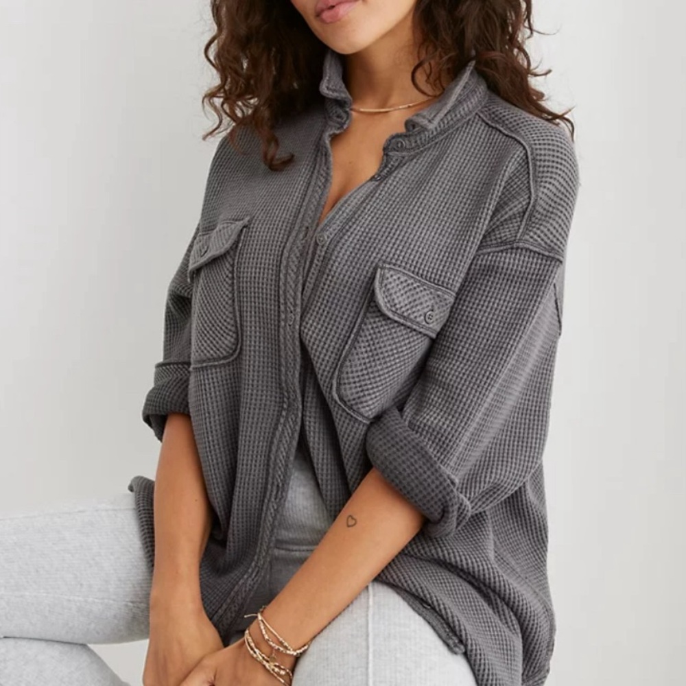 Aerie American Eagle LumberJane Waffle Shirt